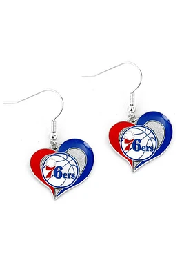 Philadelphia 76ers Swirl Heart Womens Earrings