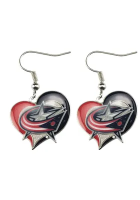 Columbus Blue Jackets Swirl Heart Womens Earrings