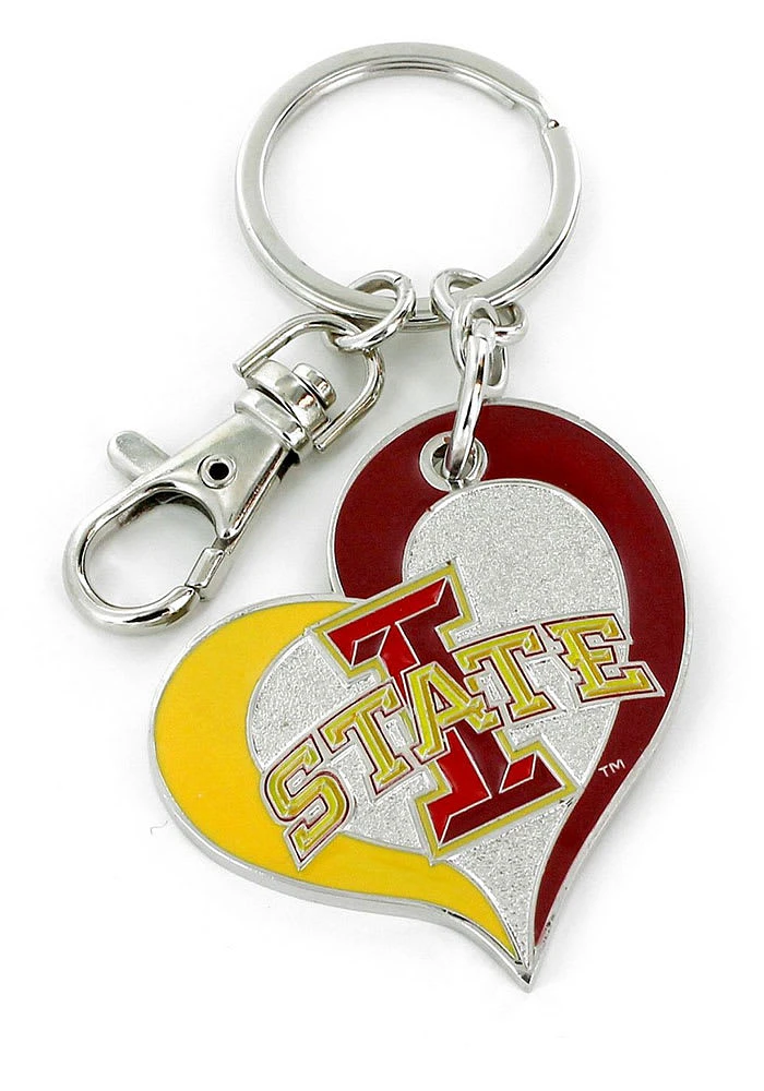 Iowa State Cyclones Swirl Heart Keychain - Cardinal
