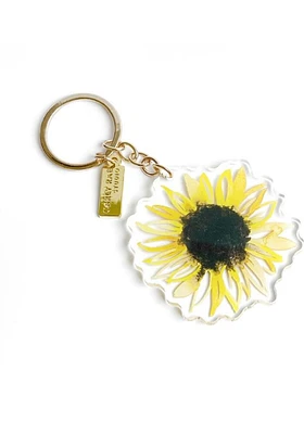 Kansas floral watercolor design Keychain - Yellow