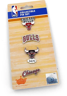 Chicago Bulls Souvenir 4 Piece Pin - Red