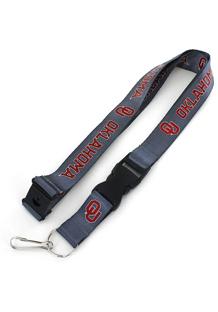 Oklahoma Sooners Charcoal Lanyard - Red