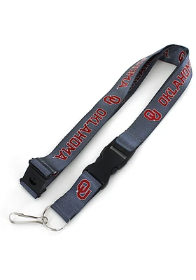 Oklahoma Sooners Charcoal Lanyard - Red