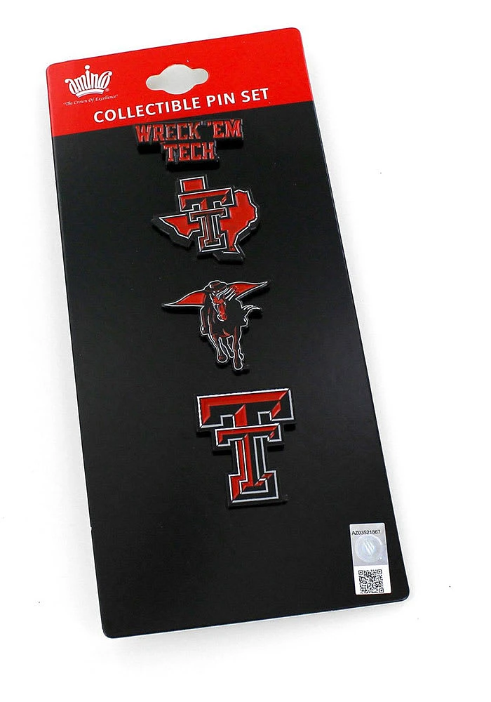 Texas Tech Red Raiders Souvenir 4 Piece Pin - Red