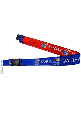 Kansas Jayhawks Blue, Red Reversible Buckle Lanyard - Blue
