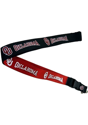 Oklahoma Sooners Red, Black Reversible Buckle Lanyard - Crimson
