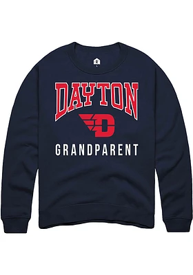 Rally Dayton Flyers Mens Navy Blue Grandparent Long Sleeve Crew Sweatshirt