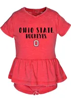Ohio State Buckeyes Baby Girls Red Penny Burnout Short Sleeve Dress