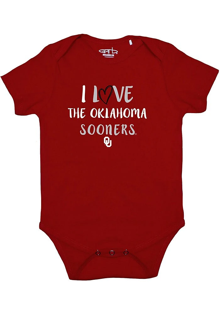 Oklahoma Sooners Baby Cardinal Otis I love Short Sleeve One Piece