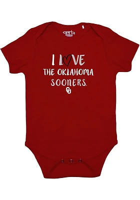 Oklahoma Sooners Baby Cardinal Otis I love Short Sleeve One Piece
