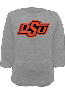 Oklahoma State Cowboys Baby Grey Primary Logo Long Sleeve One Piece