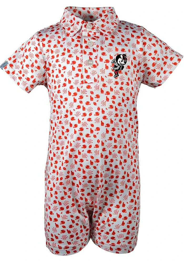 Ohio State Buckeyes Baby Red Earnest Fball Short Sleeve One Piece Polo