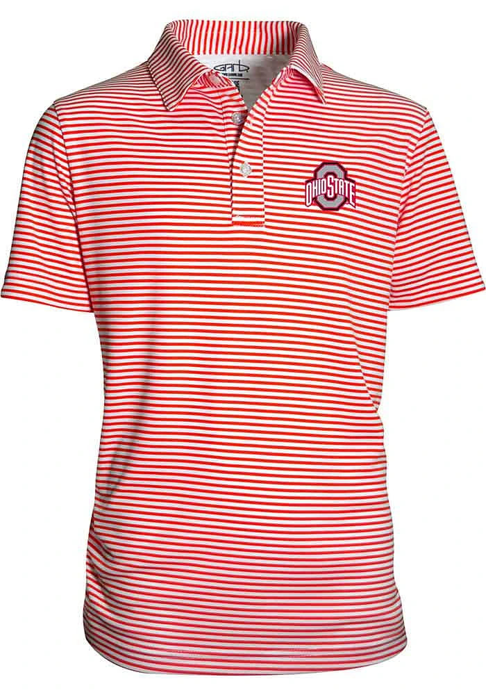 Ohio State Buckeyes Youth Red Carson Striped Short Sleeve Polo Shirt