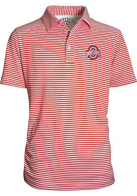 Ohio State Buckeyes Youth Red Carson Striped Short Sleeve Polo Shirt