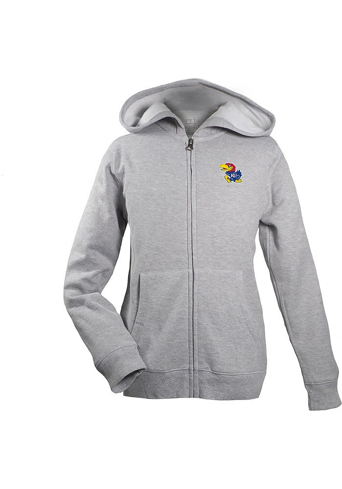 Kansas Jayhawks Youth Grey Henry Long Sleeve Full Zip Jacket