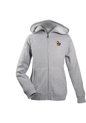 Kansas Jayhawks Youth Grey Henry Long Sleeve Full Zip Jacket