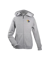 Kansas Jayhawks Youth Grey Henry Long Sleeve Full Zip Jacket