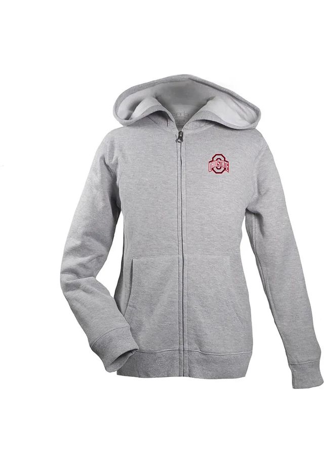 Ohio State Buckeyes Youth Grey Henry Long Sleeve Full Zip Jacket