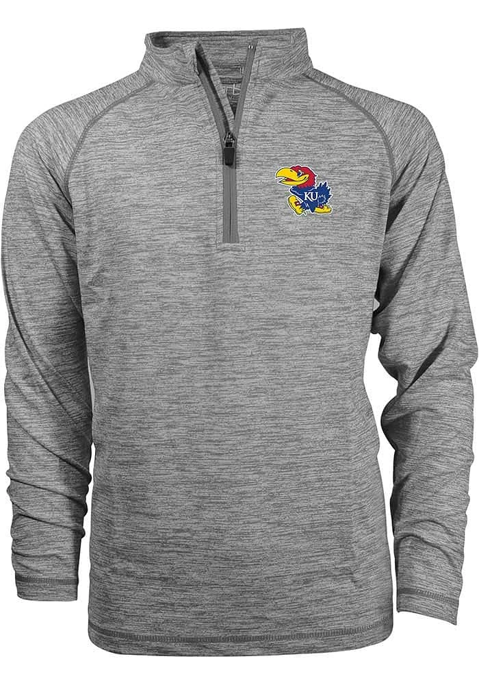Kansas Jayhawks Youth Grey Matthew Shirt Long Sleeve Quarter Zip