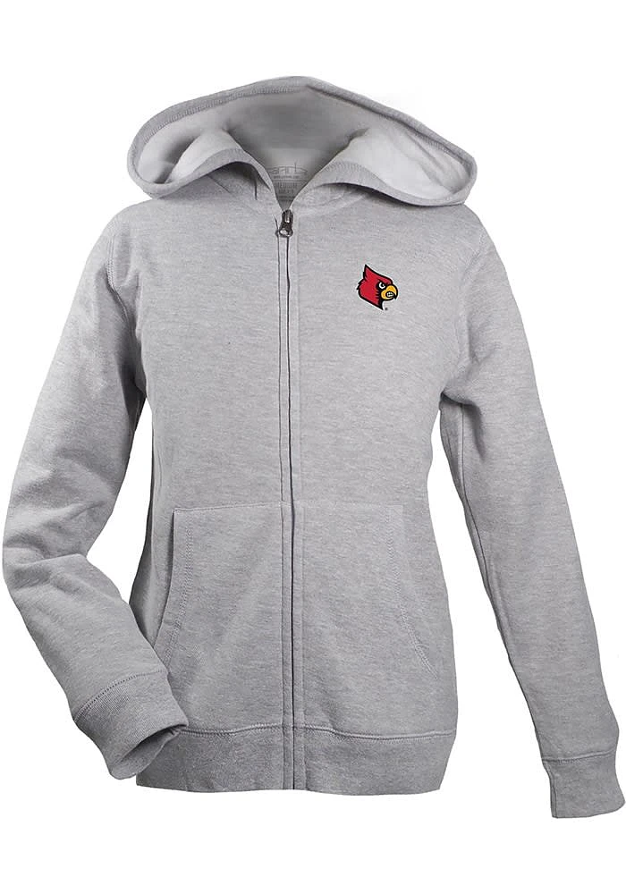 Louisville Cardinals Youth Grey Henry Long Sleeve Full Zip Jacket