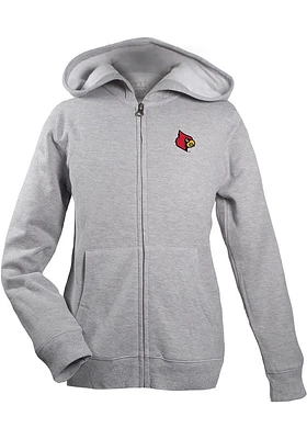 Louisville Cardinals Youth Grey Henry Long Sleeve Full Zip Jacket