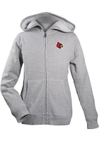 Louisville Cardinals Youth Grey Henry Long Sleeve Full Zip Jacket