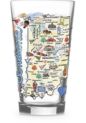 Indiana state map design Pint Glass