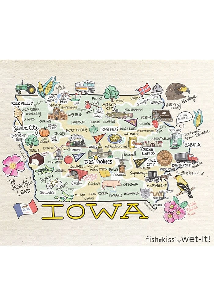 Iowa state map design Towel