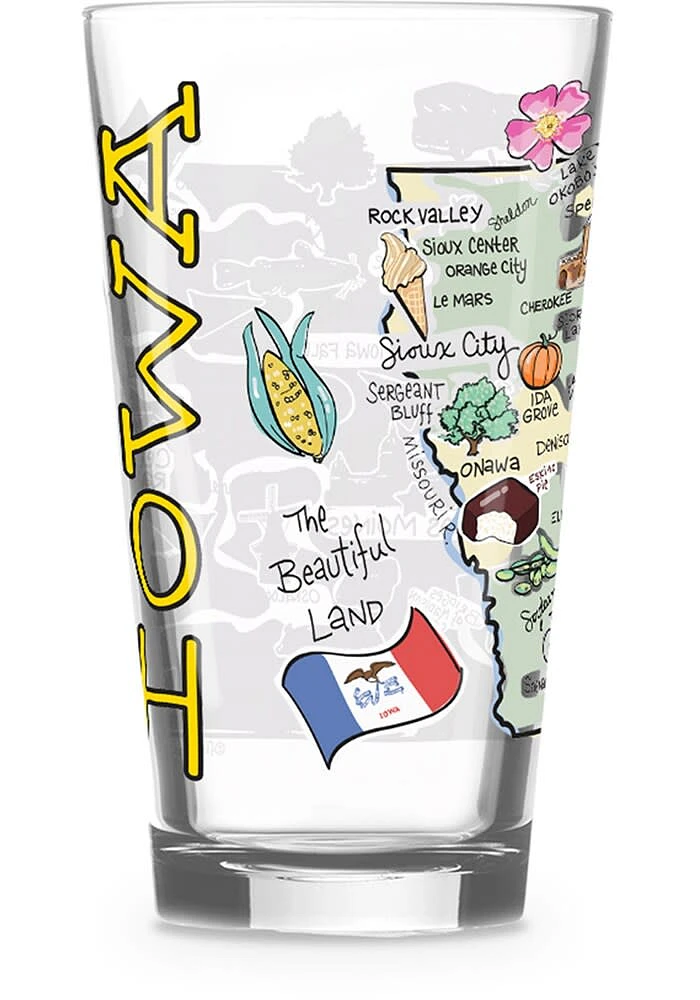 Iowa state map design Pint Glass