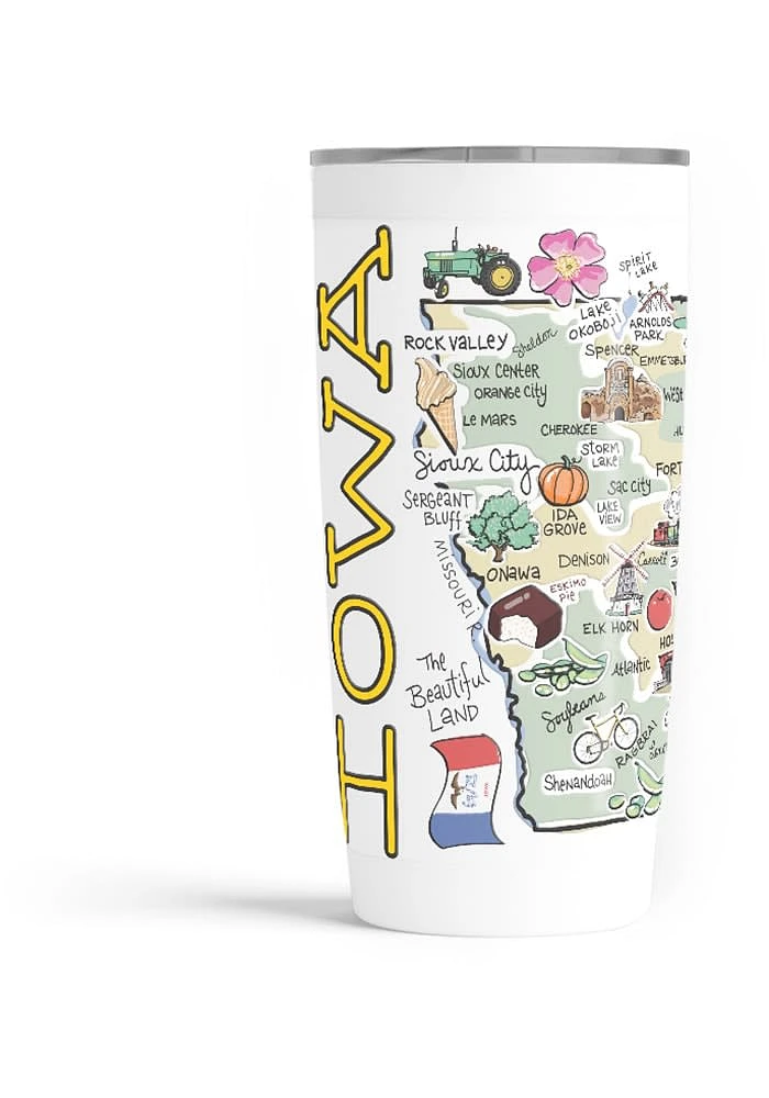 Iowa state map design Stainless Steel Tumbler - White