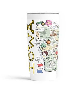 Iowa state map design Stainless Steel Tumbler - White