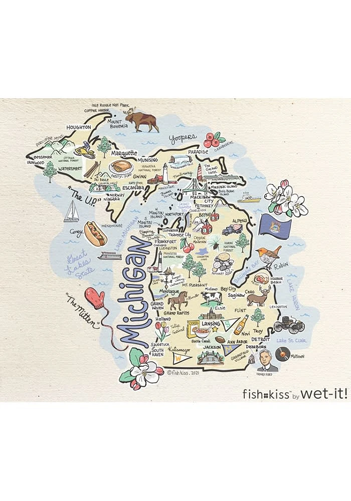 Michigan state map design Towel
