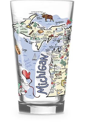 Michigan state map design Pint Glass - White