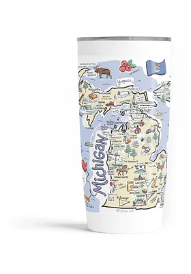 Michigan state map design Stainless Steel Tumbler - White