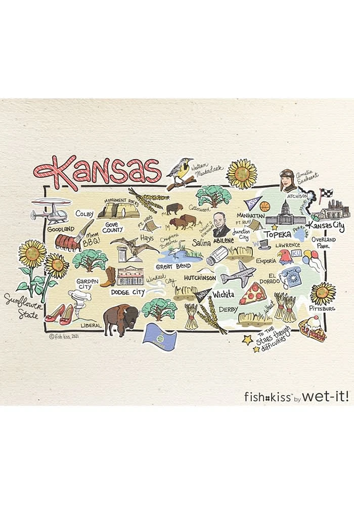 Kansas state map design Towel