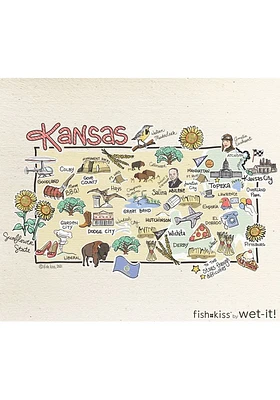 Kansas state map design Towel
