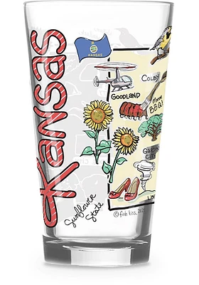 Kansas state map design Pint Glass - White