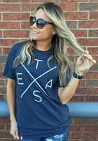 Texas Navy Blue Big X Short Sleeve Fashion T Shirt