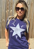 Texas Navy Blue DeZavala Star Flag Short Sleeve Fashion T Shirt