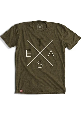 Texas Olive Big X Short Sleeve Fashion T Shirt