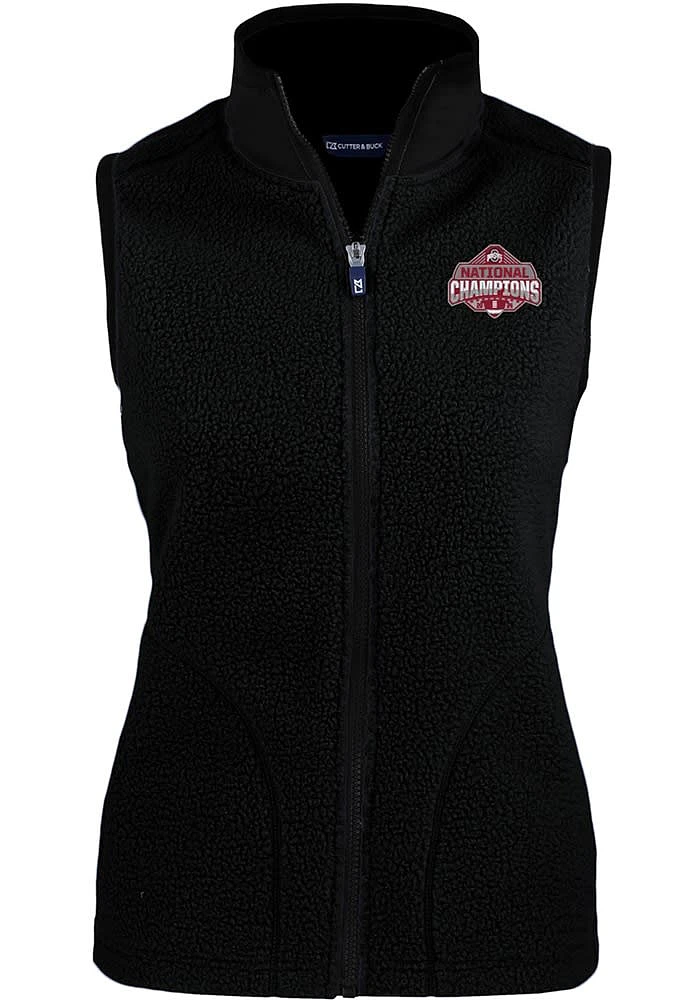 Cutter and Buck Ohio State Buckeyes Womens Black 2024 Football National Champion Cascade Sherpa Ve..
