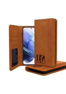 Cincinnati Bengals Galaxy Woodburned Folio Phone Cover