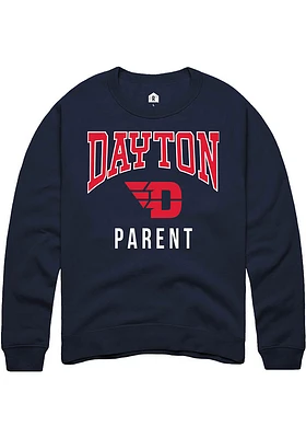 Rally Dayton Flyers Mens Navy Blue Parent Long Sleeve Crew Sweatshirt