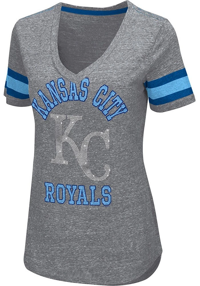 Kansas City Royals Womens Grey Triple Play Short Sleeve T-Shirt