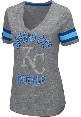 Kansas City Royals Womens Grey Triple Play Short Sleeve T-Shirt