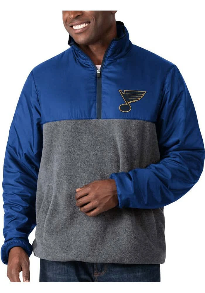 St Louis Blues Mens Blue Advance Long Sleeve Qtr Zip Pullover