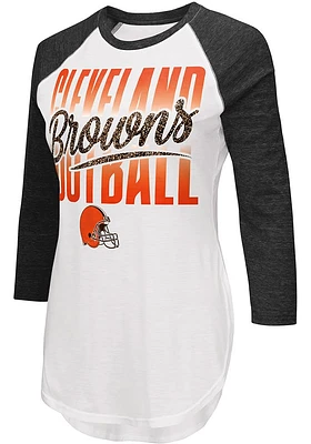 Cleveland Browns Womens White Tailgate 3/4 Raglan Crew Neck LS Tee