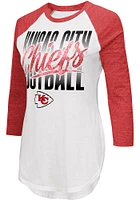 Kansas City Chiefs Womens White Tailgate 3/4 Raglan Crew Neck LS Tee