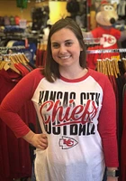 Kansas City Chiefs Womens White Tailgate 3/4 Raglan Crew Neck LS Tee