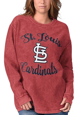 St Louis Cardinals Womens Red Julie Comfy Cord Crew Sweatshirt